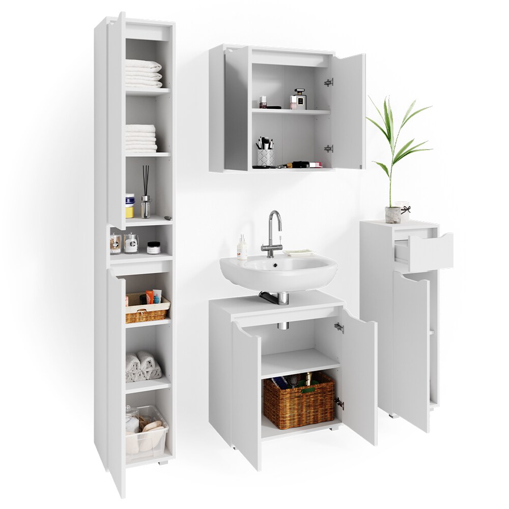Vicco Badmöbel Set Badezimmermöbel Ruben Spiegelschrank Waschtisch Hochschrank