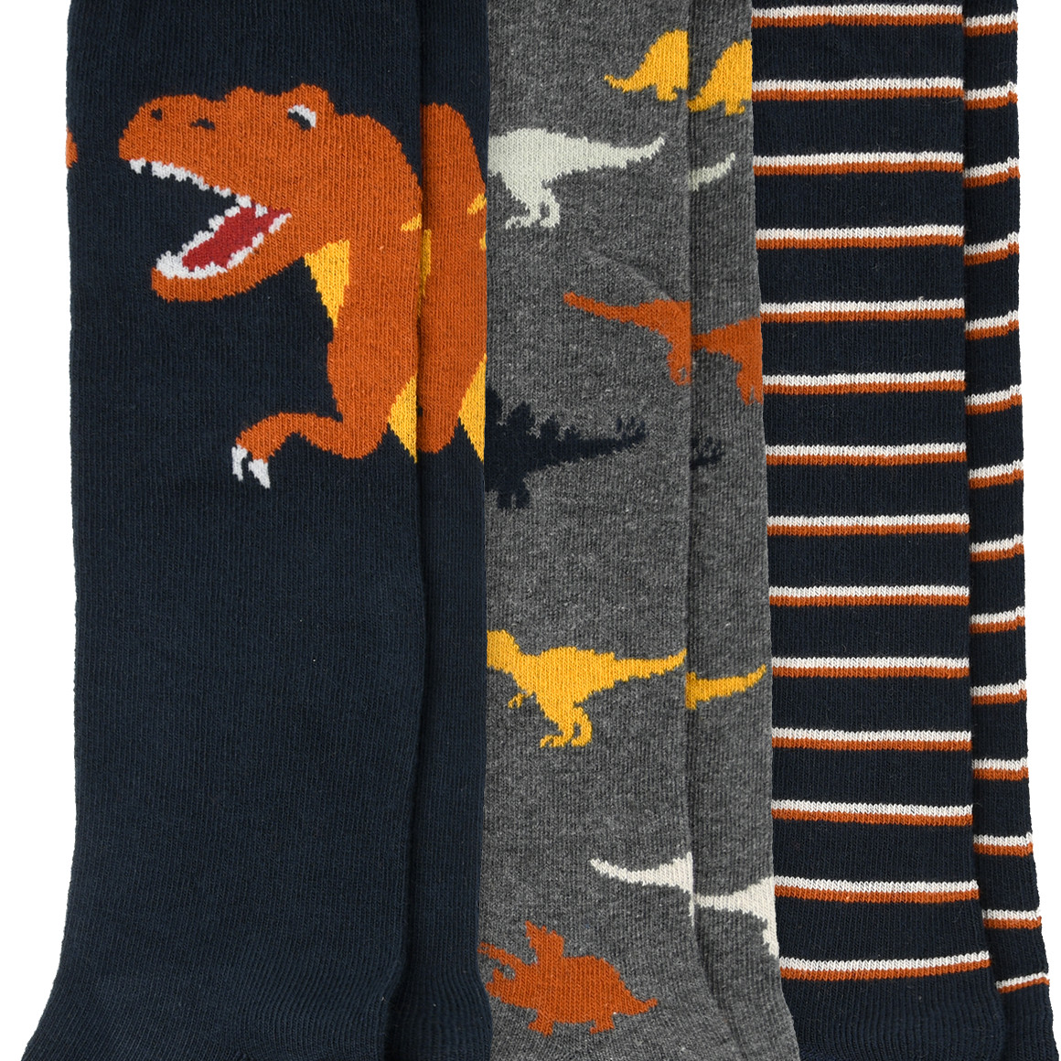 Topolino 3 Paar Jungen Kniestrümpfe mit Dinos dunkelblau / dunkelgrau