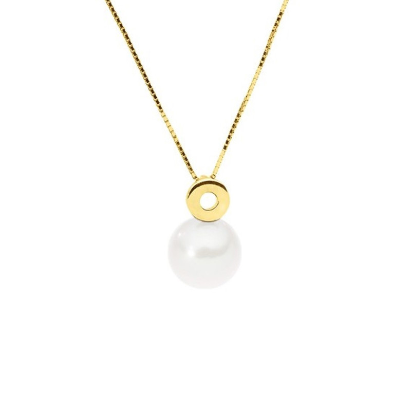 Collier en Or Jaune 375/1000 et Perle de Culture Blanche