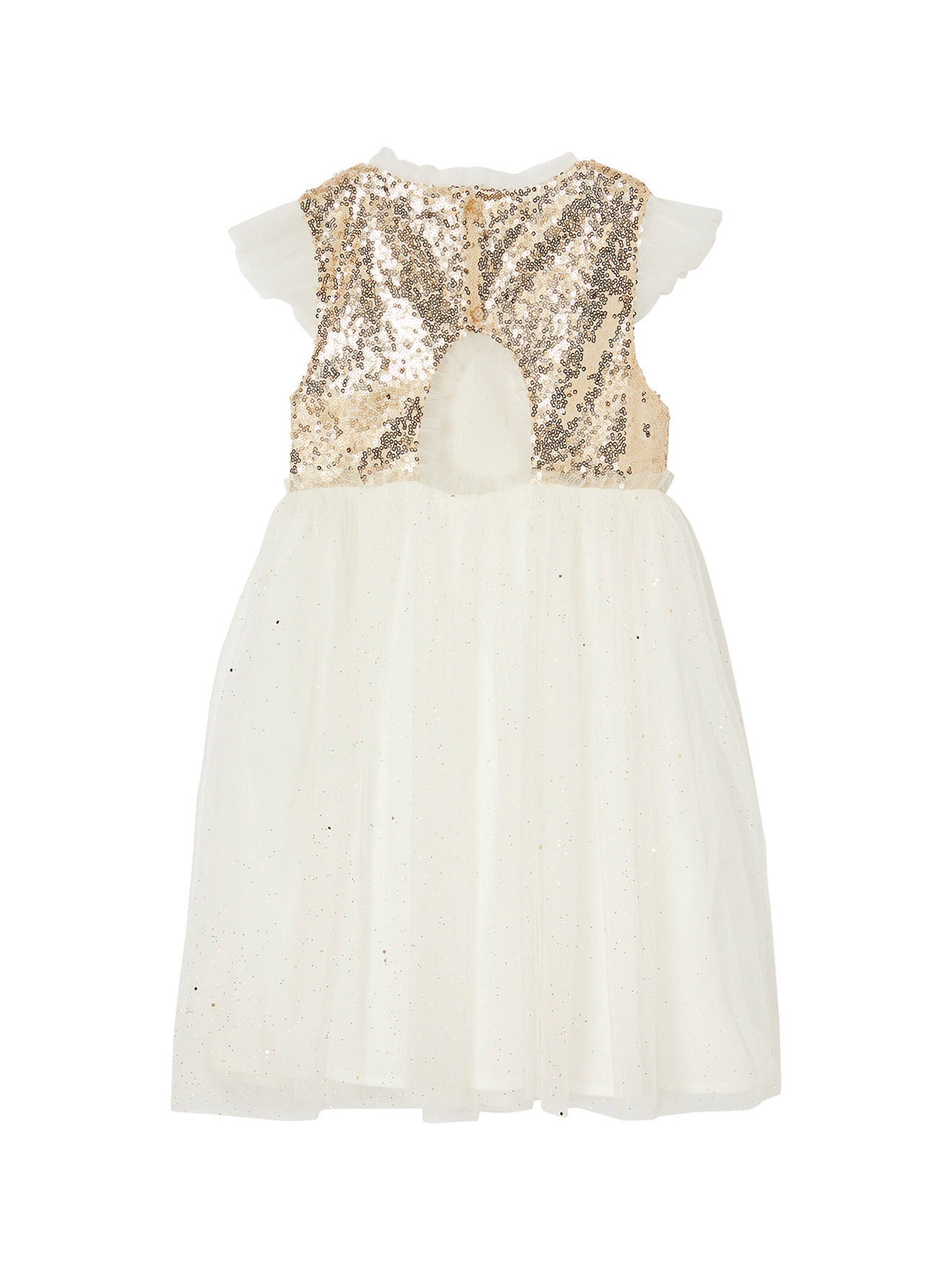 Vertbaudet Mädchen Festkleid mit Pailletten und Glitzertüll gold