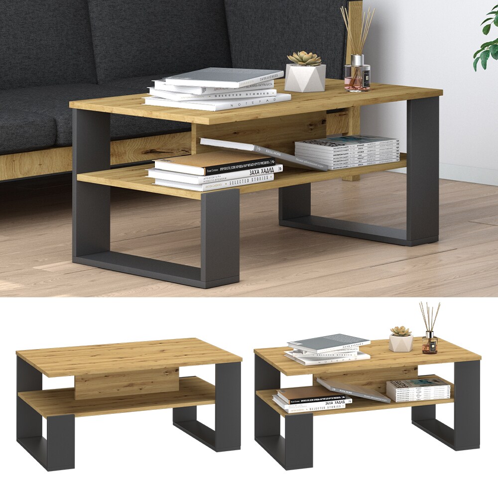 Vicco Couchtisch Sofatisch Beistelltisch Nemo Anthrazit/Artisan mit Ablage