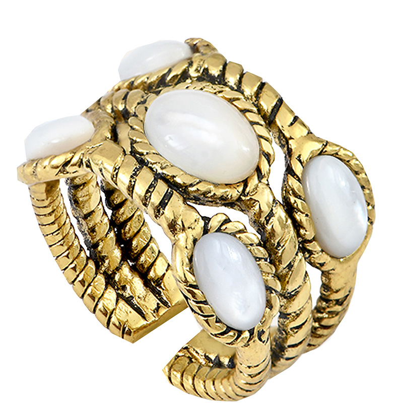 Bague ajustable Arizona - Métal doré & perle nacrée