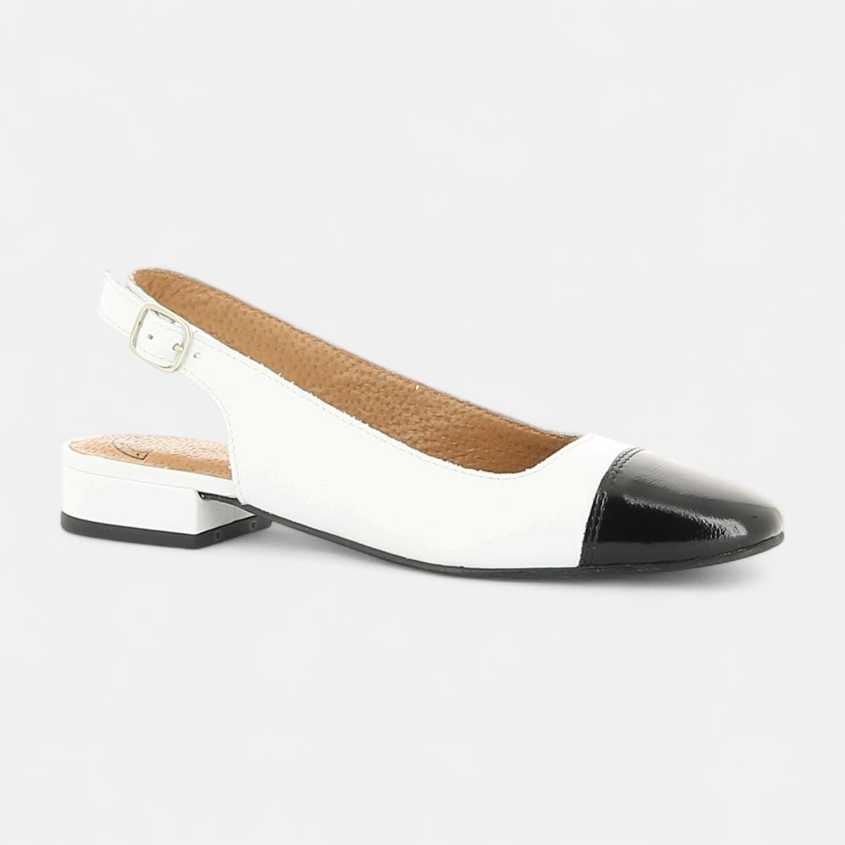 Escarpins avec bride arrière Femme en cuir blanc