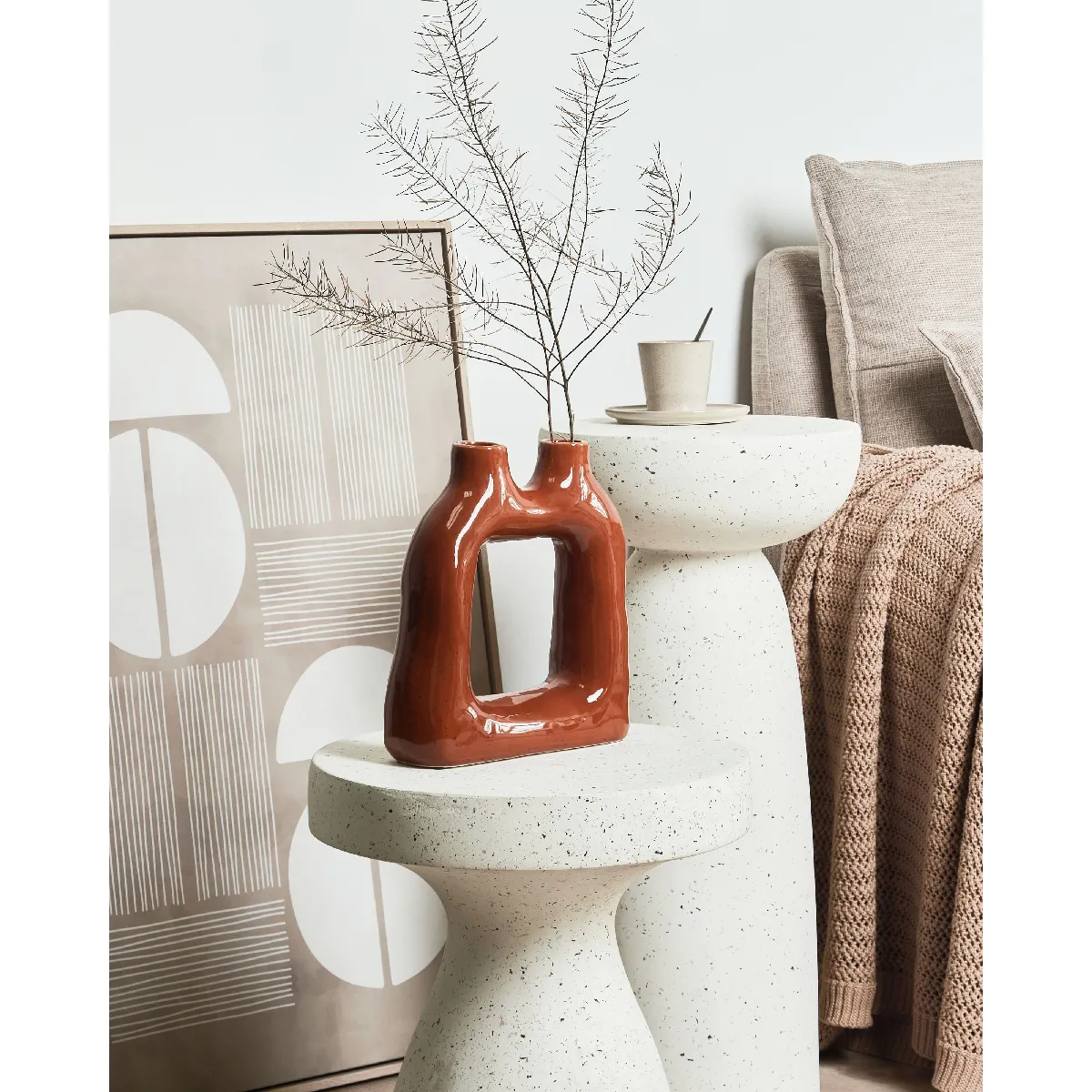 Beliani Vase Mullet Marron 28cm