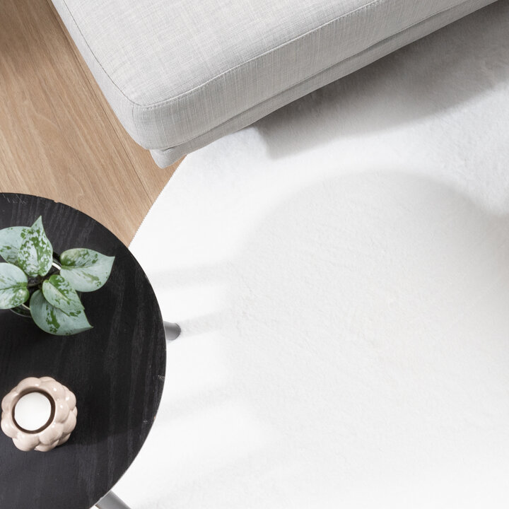 Rond laagpolig vloerkleed - Cozy Wit