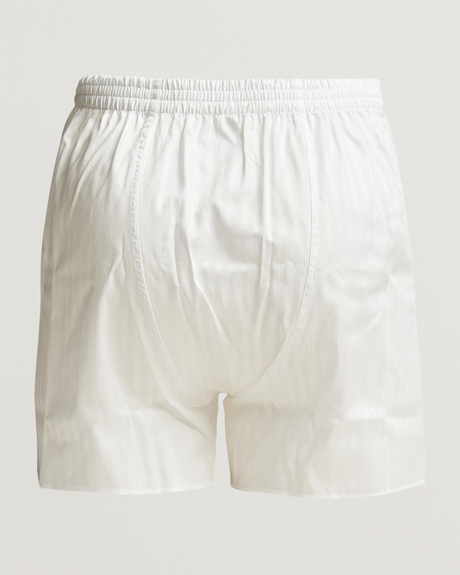 Zimmerli of Switzerland Mercerized Cotton Boxer Shorts White Stripes