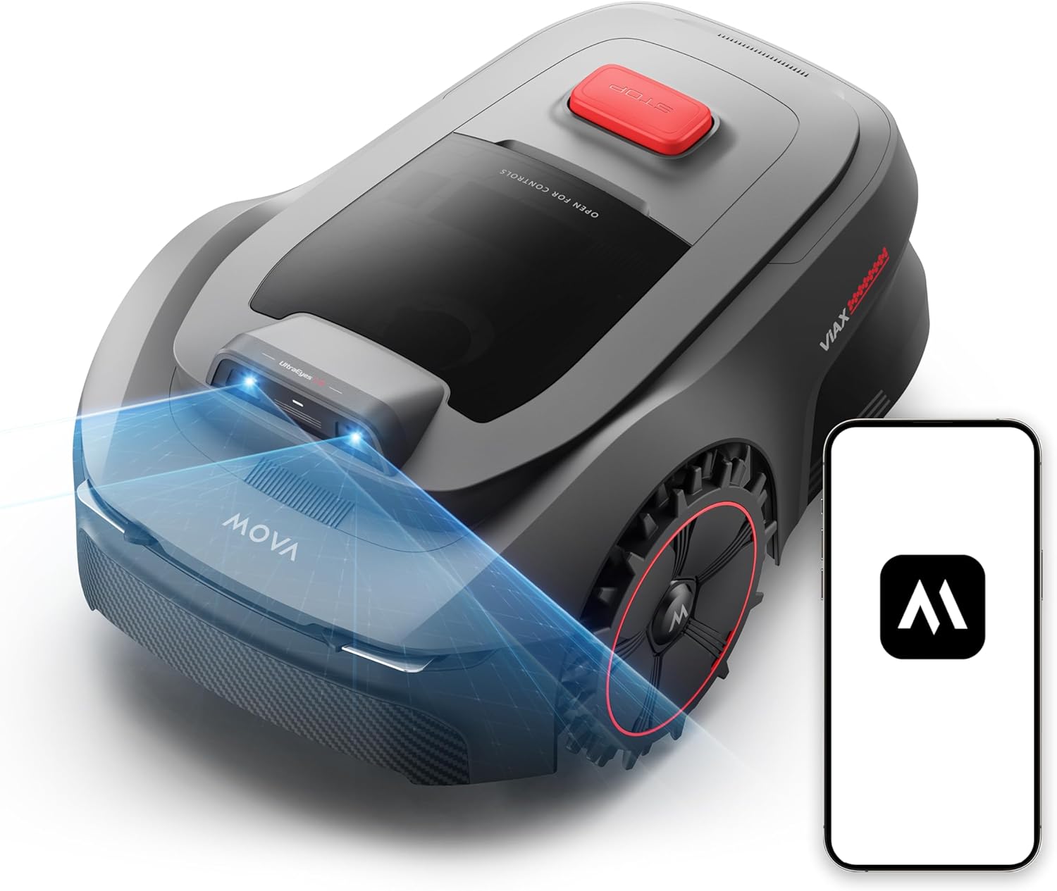 MOVA ViAX 250 Mähroboter Ohne Begrenzungskabel, Empf. 250m², KI-unterstützte Auto-Mapping, U-förmige Bahnen, Hindernisvermeidung Dual-Vision, Besserer Kantenschnitt, Für Komplexe Gelände, Appsteuerung