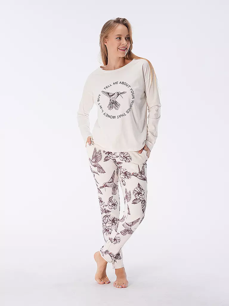 JUVIA Loungewear Langarmshirt LUISA creme
