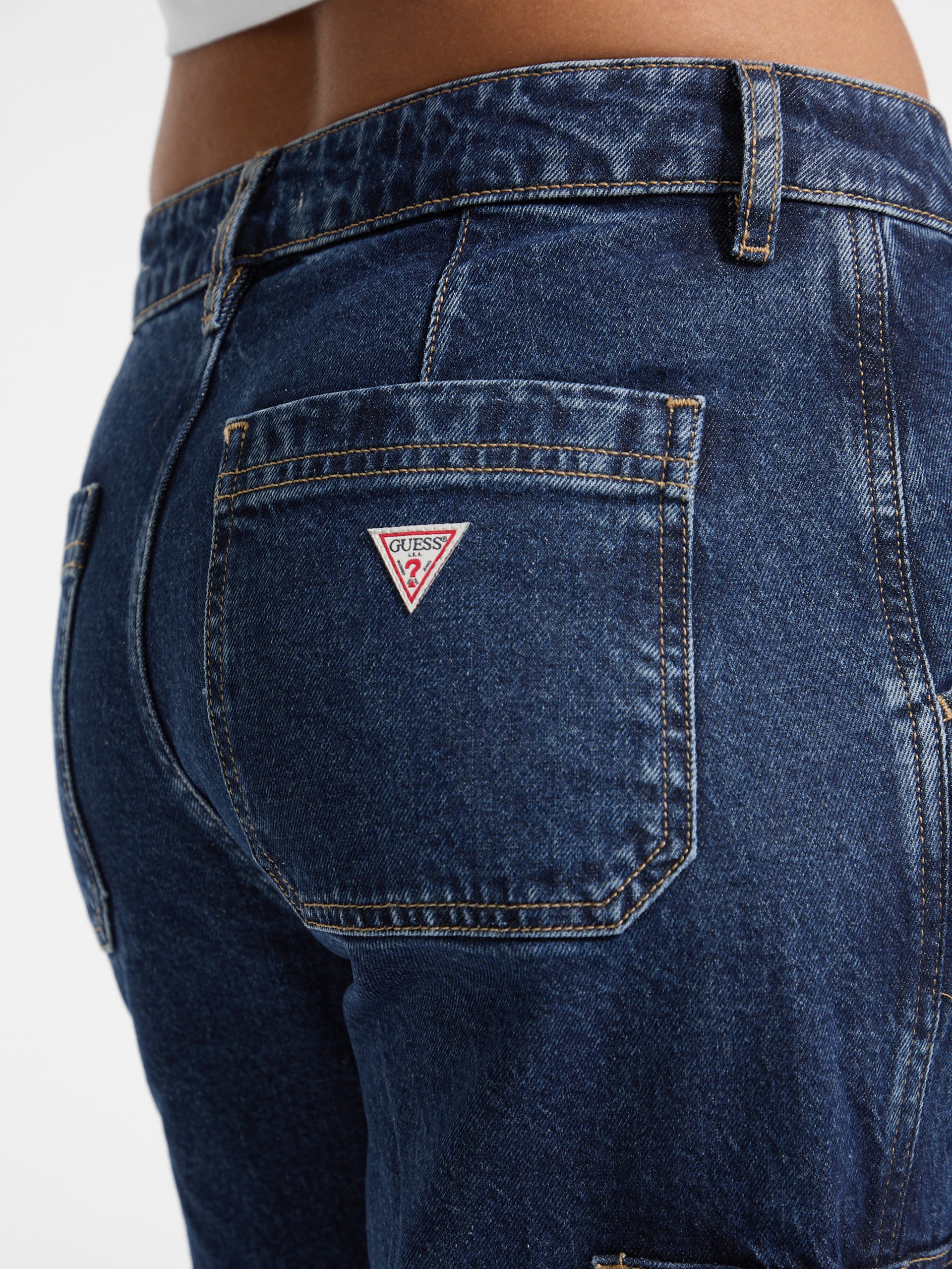 Calça jeans cargo reta G10