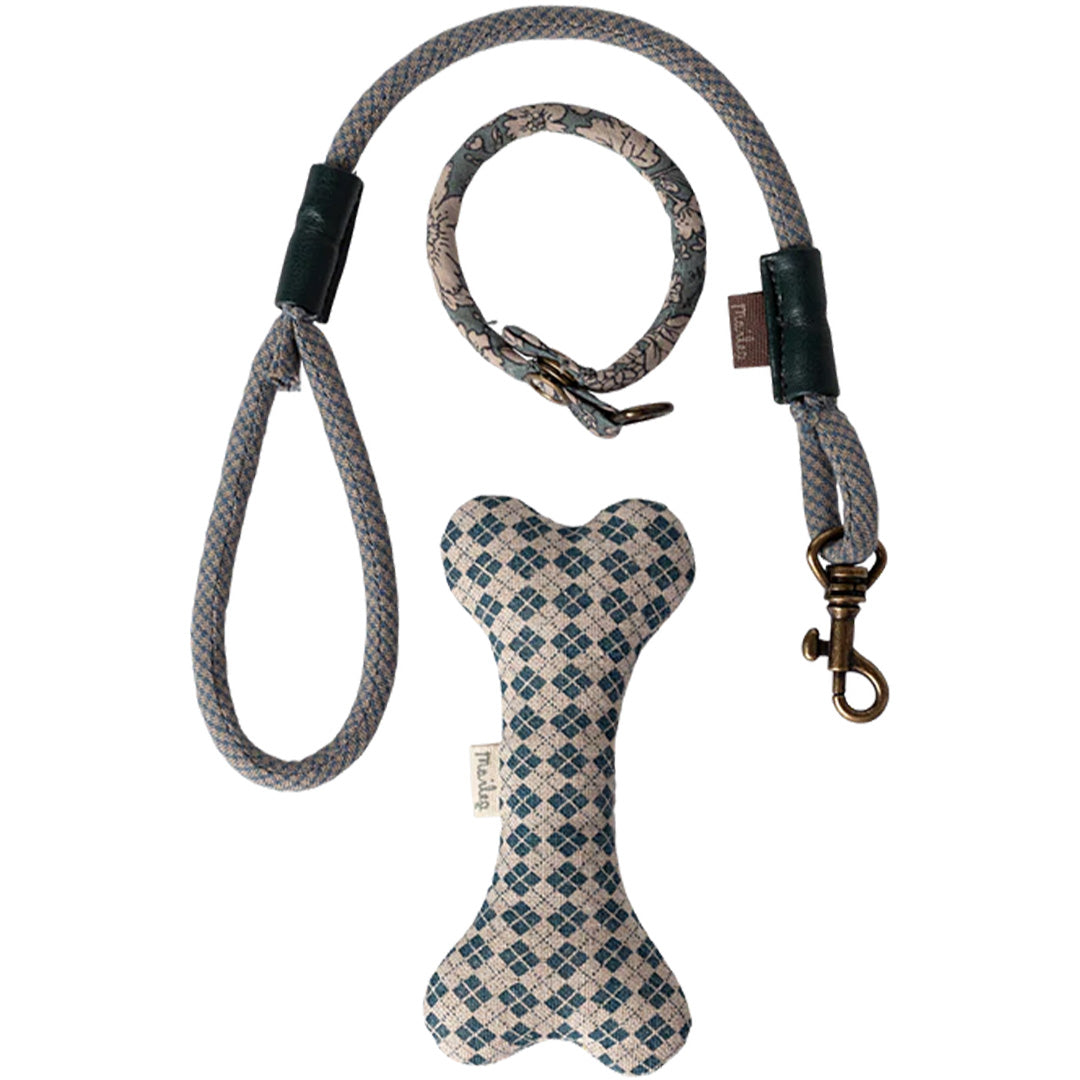 Maileg knuffelhond accessoires met koffer blue