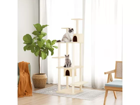 Arbre à chat avec griffoirs en sisal Crème 176 cm