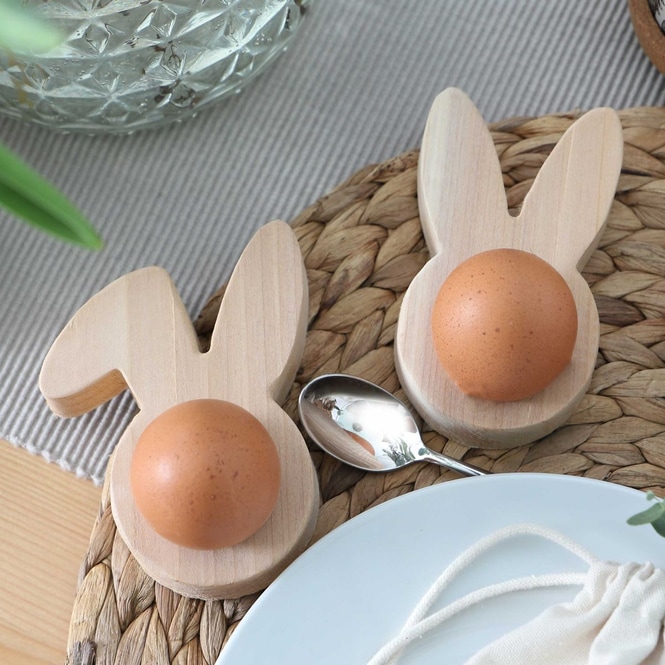 4 Eierbecher - aus Holz - Ostern