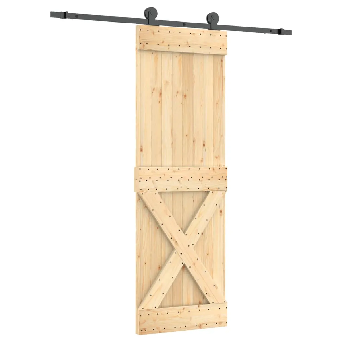 vidaXL Porte coulissante avec quincaillerie - Pin massif