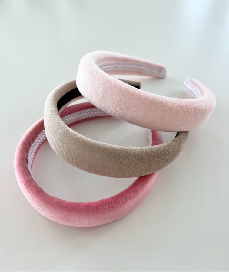 DARK Velvet Hair Band Broad Light Rose