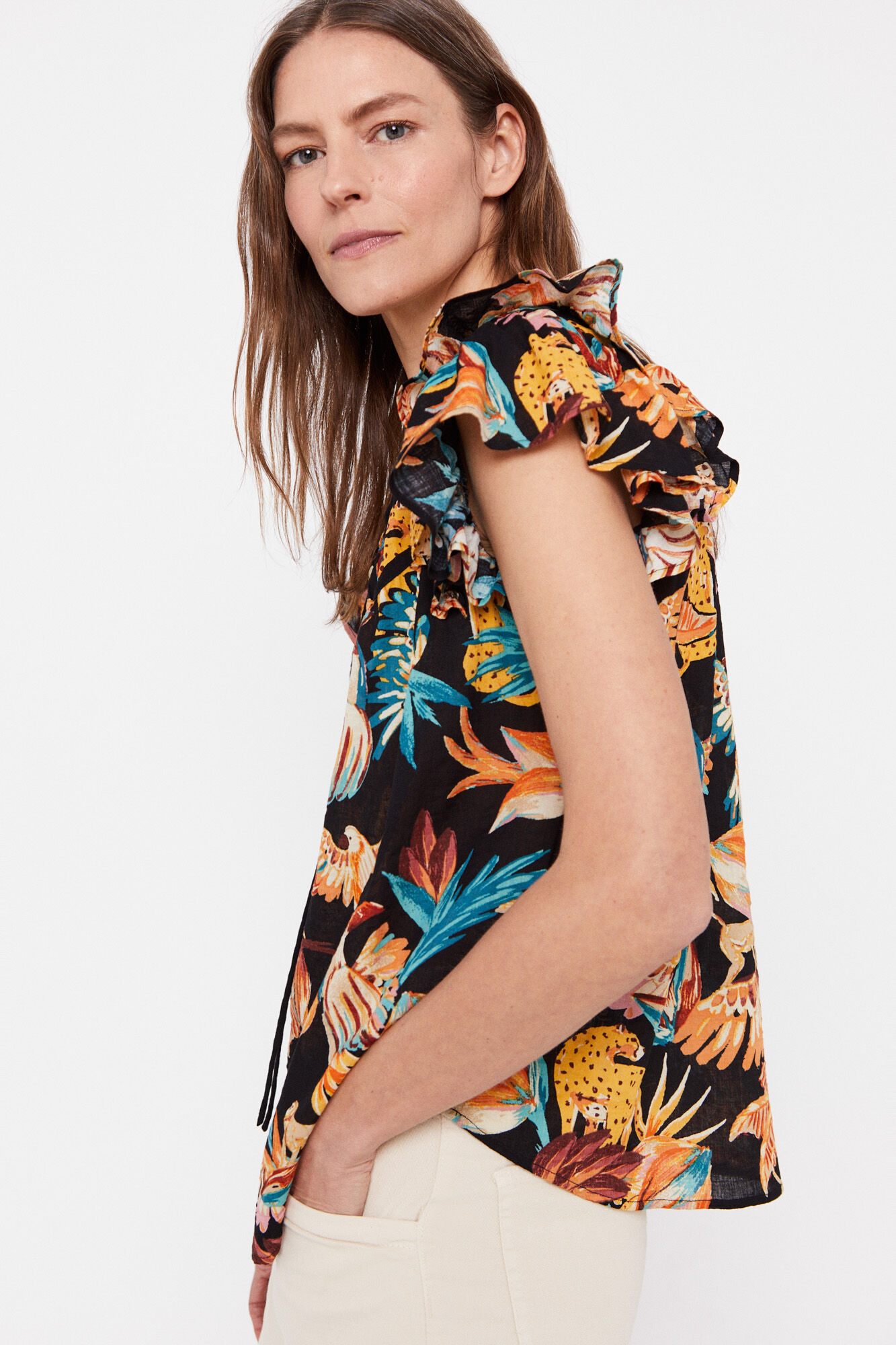 Blusa estampada - Multicolorida