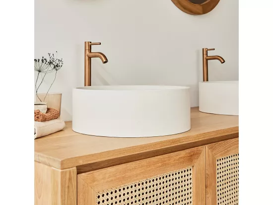 Vasque tambour en béton beige