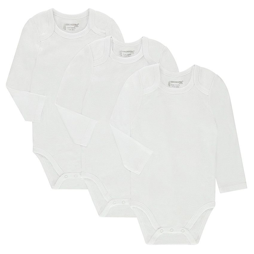 Lot de 3 bodies manches longues avec ouverture adaptée à l'âge - Bleu