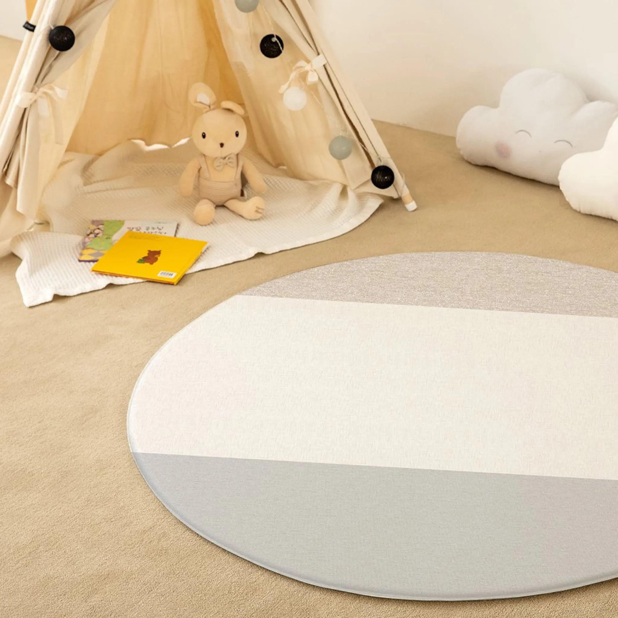 Parklon Tapis de Jeux Réversible Rond - Chevrons  Macaron