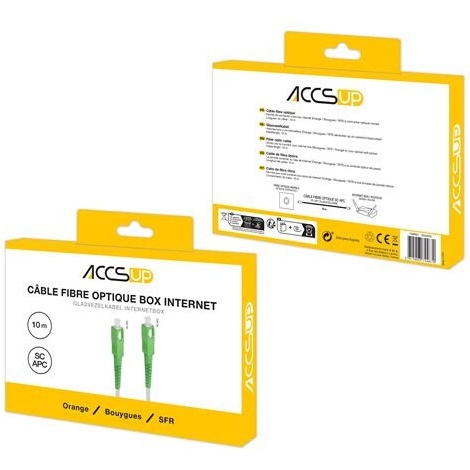 Câbles réseau Accsup CABLE FIBRE OPTIQUE POUR BOX INTERNET (BOUYGUES / SFR / ORANGE) 10M BLANC