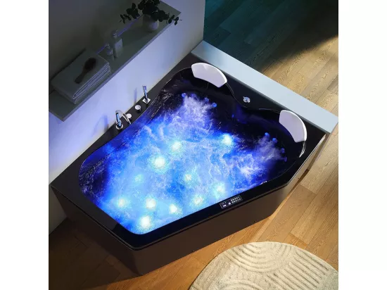 Baignoire balnéo MARINA BLACK 2 places ARCHIPEL® 181x151 - DROITE