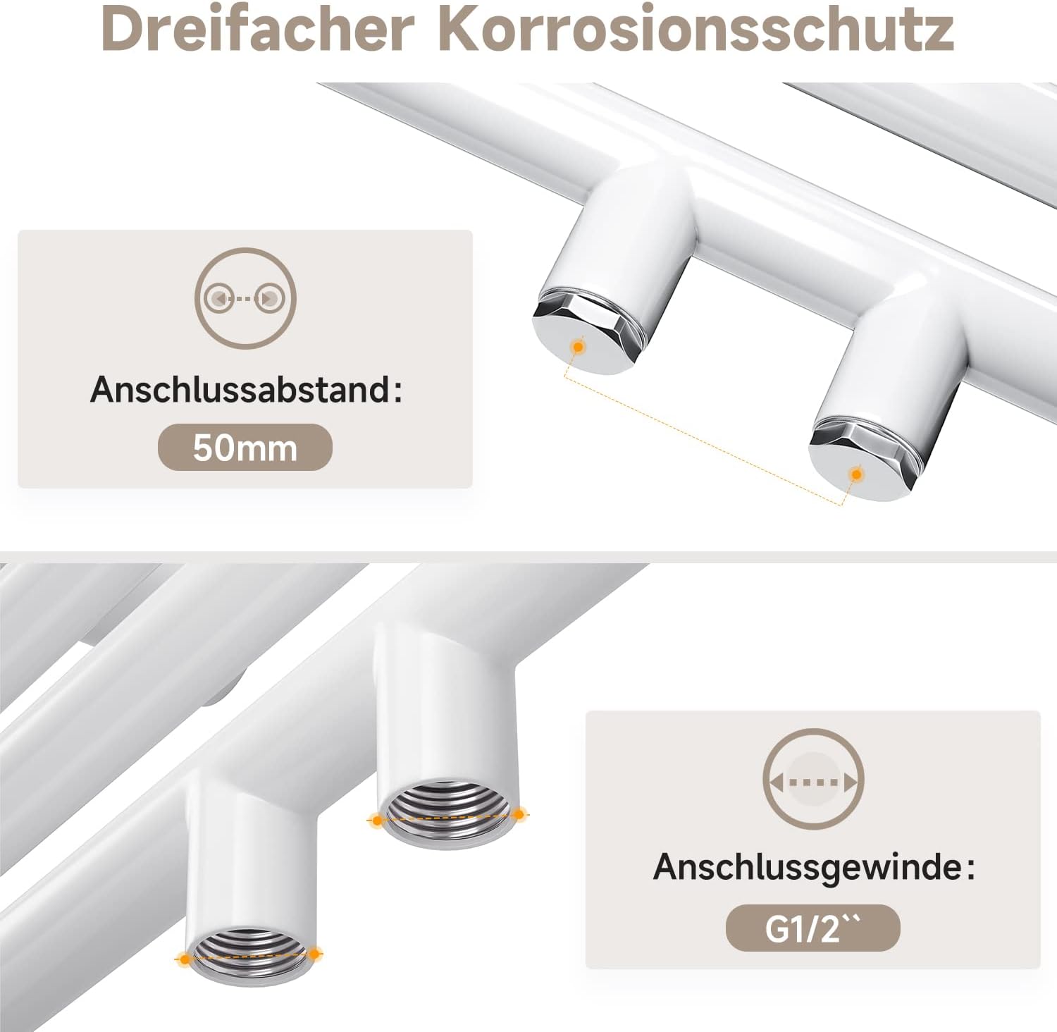Badheizkörper Elektrisch Weiß 1150x600 mm Handtuchheizkörper Elektrisch mit Mini-Thermostat Auswählbar Panel Handtuchhalter Wasser Mittelanschluss 600 Watt