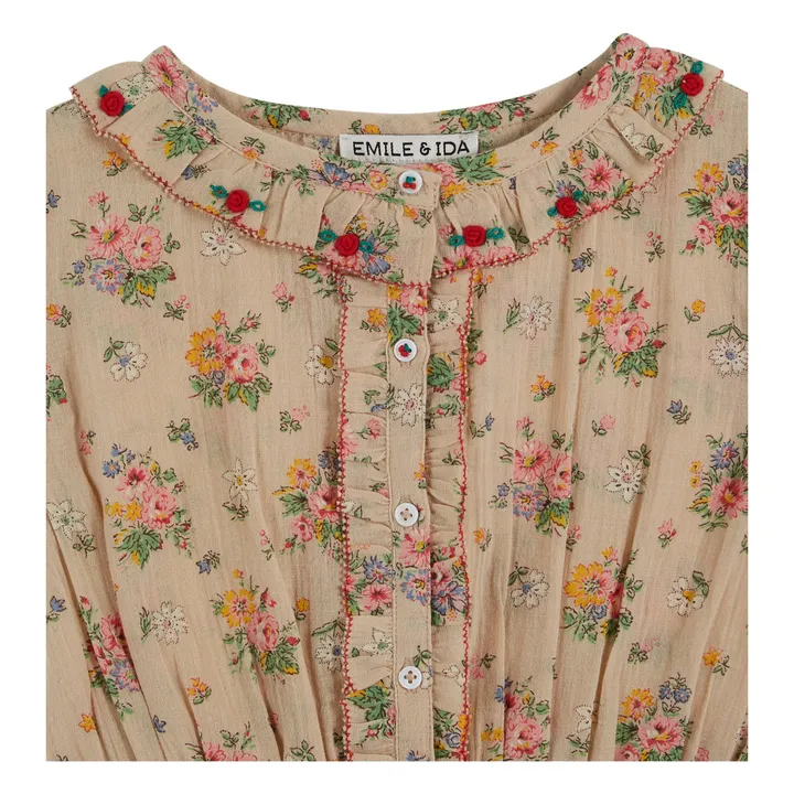Emile et Ida Blouse Vintage Brodée Fleurie | Beige