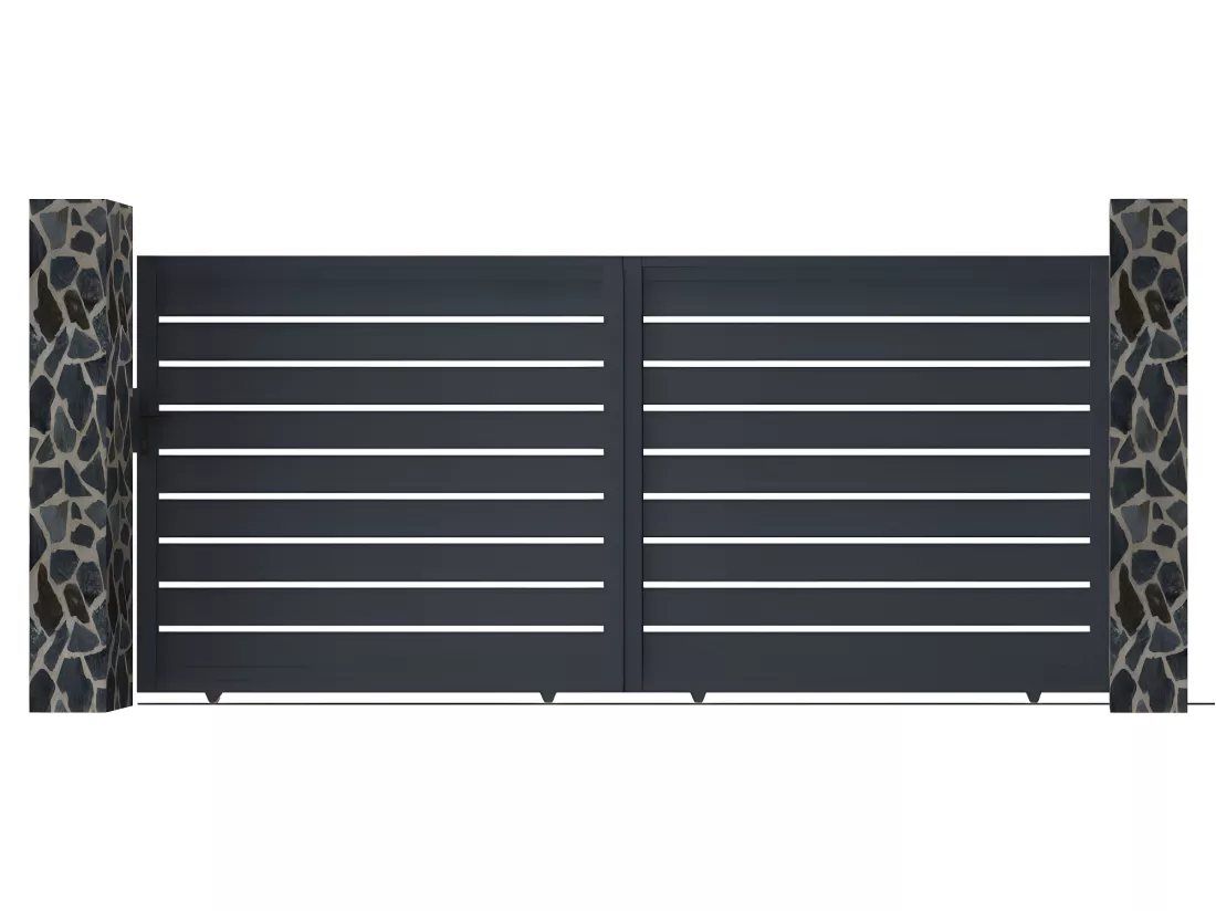 Portail coulissant aluminium semi ajouré L416 x H183 cm anthracite - PRIMO