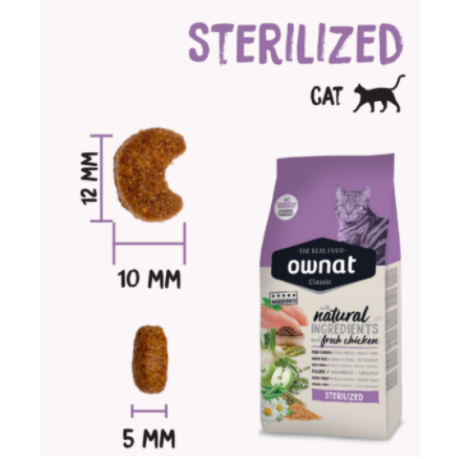 Croquettes Ownat Classic Sterilized pour chat adulte stérilisé