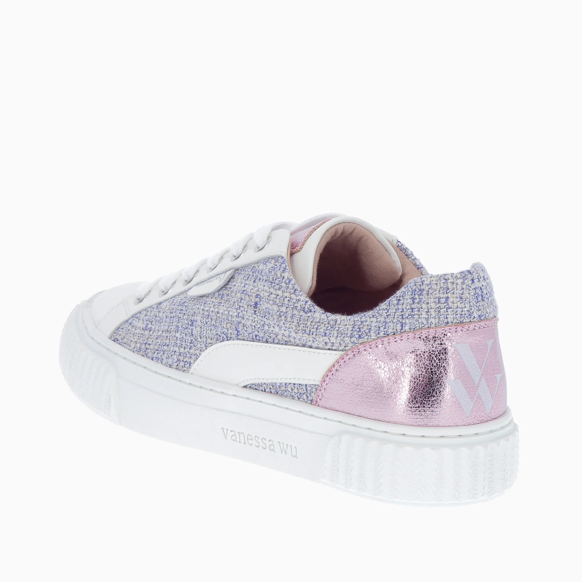 Sneakers-Baskets Nicole en tweed bleu chiné
