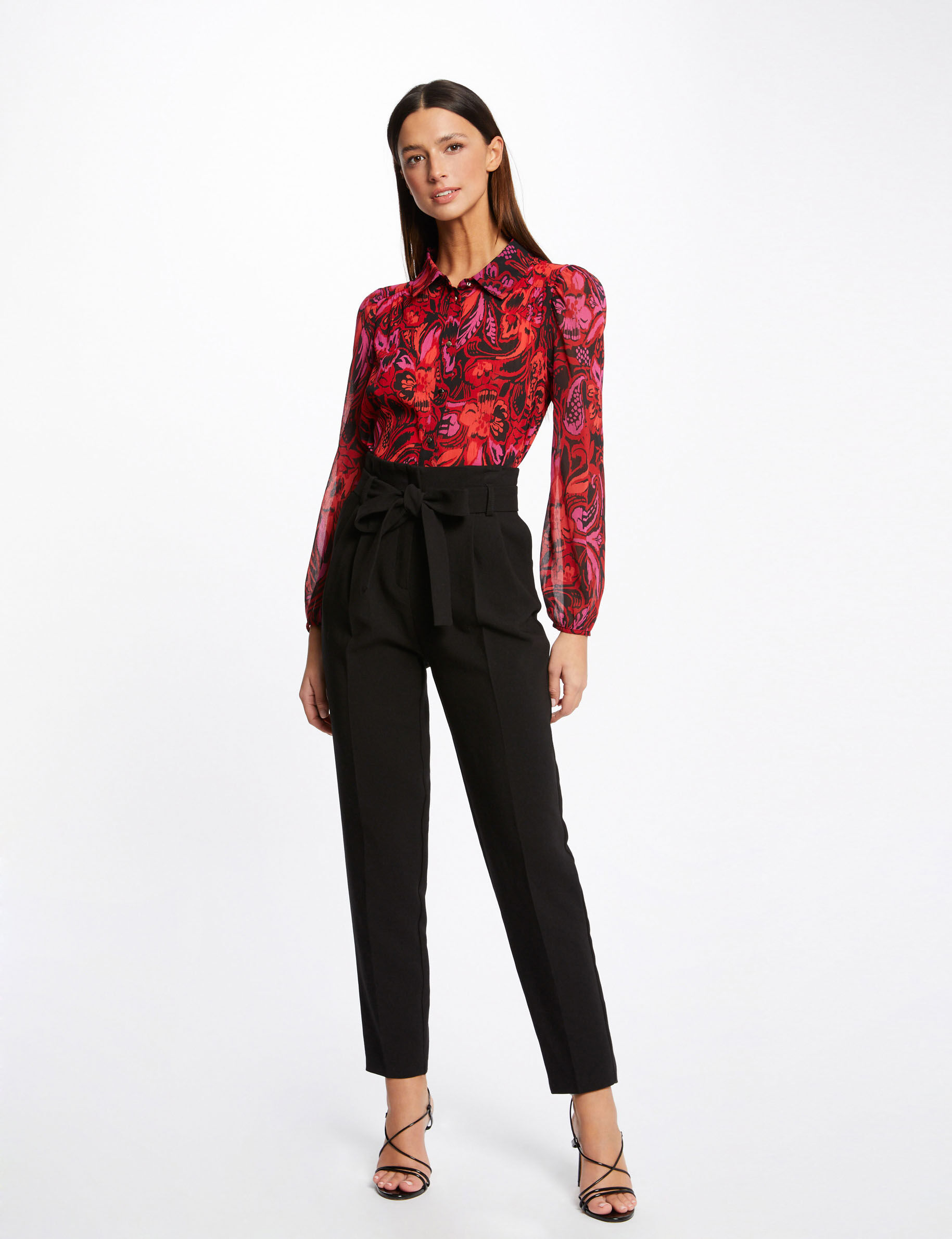 Chemise manches longues imprimé végétal multico femme - multico