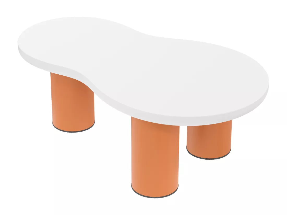 Table basse - plateau en forme Nuage - MDF + PVC - Orange & Blanc