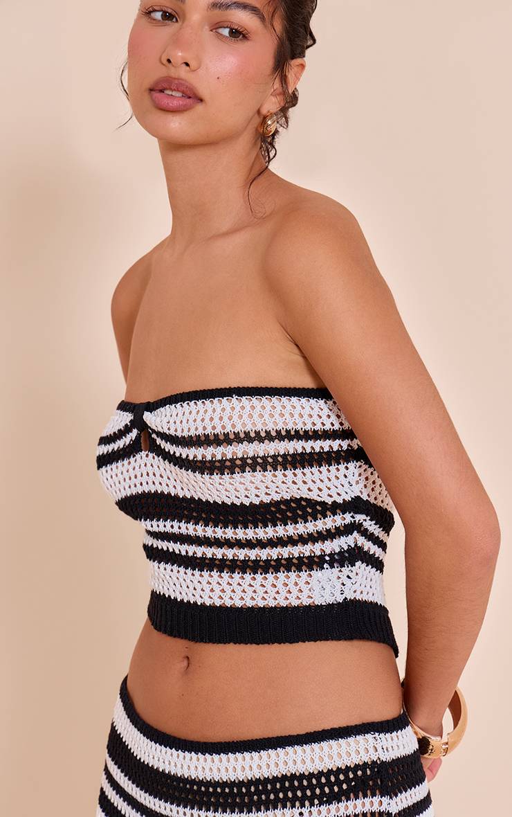Monochrome Top Bandeau Rayé Au Crochet