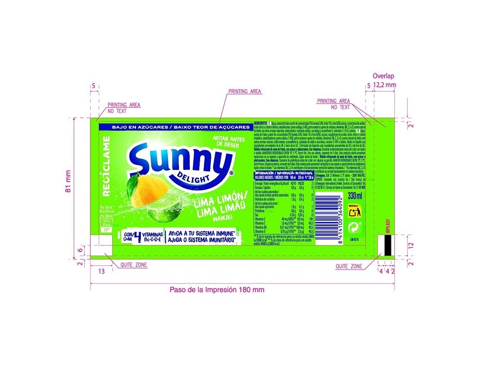 REFRIGERANTE SUNNY DELIGHT WAIKIKI 0.33L