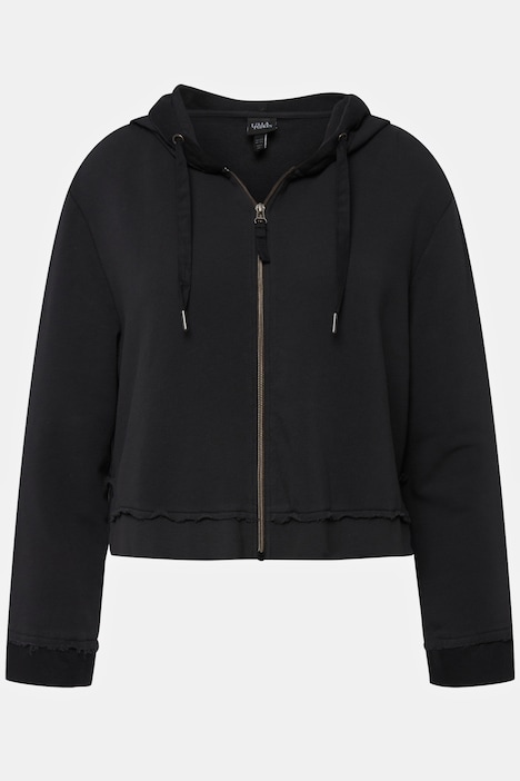 Sweatjacke, Oversized, kurz, Kapuze, Seitenschlitze