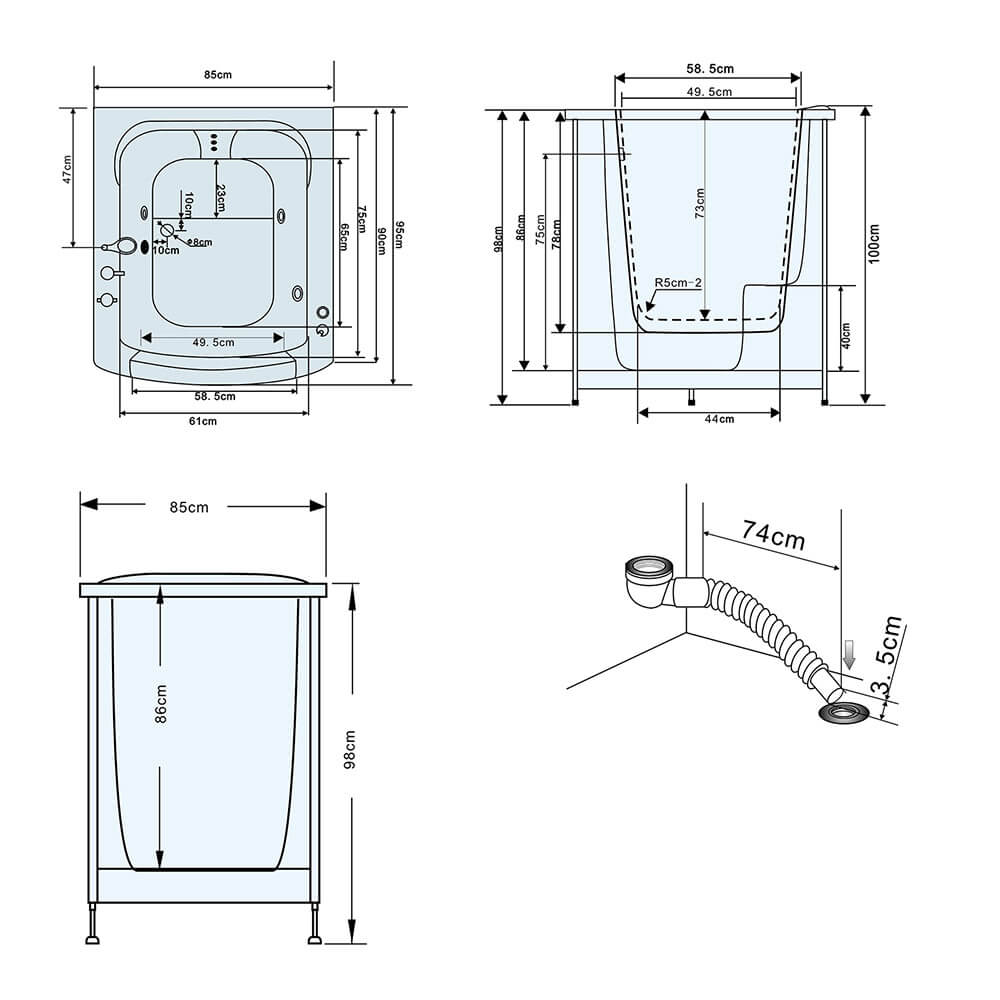 Home Deluxe Vital L Seniorenbadewanne, sitzend
