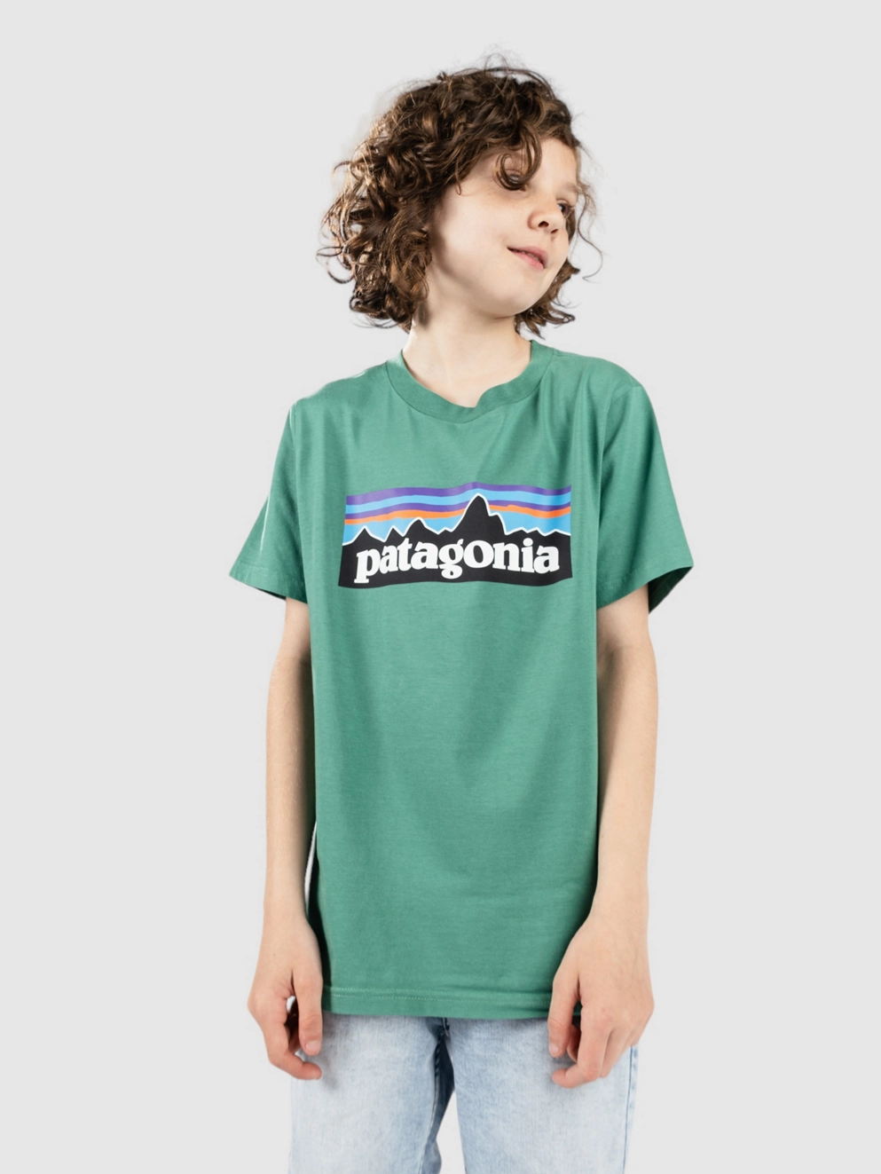 Patagonia P-6 Logo Kids T-Shirt gather green