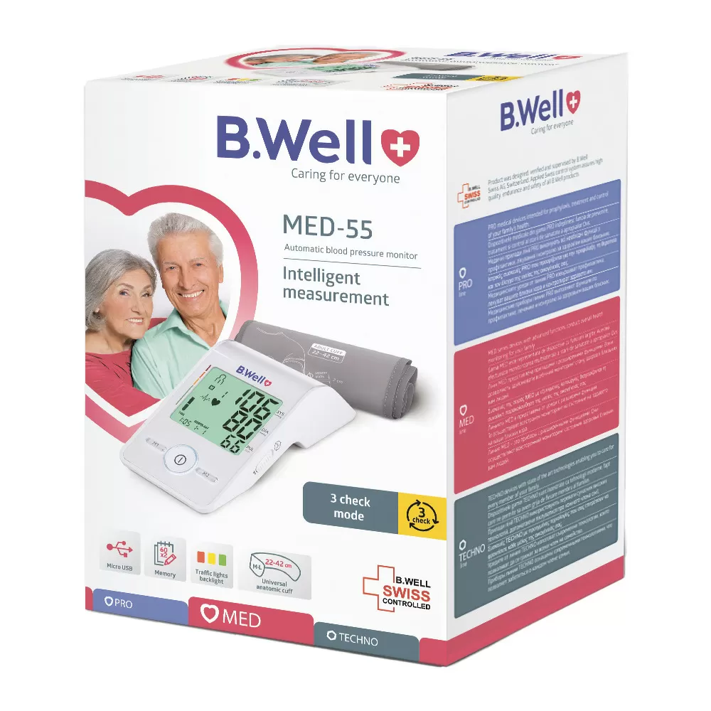 B.WELL Blodtryksmåler MED-55 M-L Manchet, 60 Memory