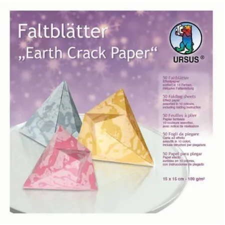 URSUS Faltblätter Earth Crack Paper, 15 x 15 cm, 50 Blatt sortiert in 10 Farben