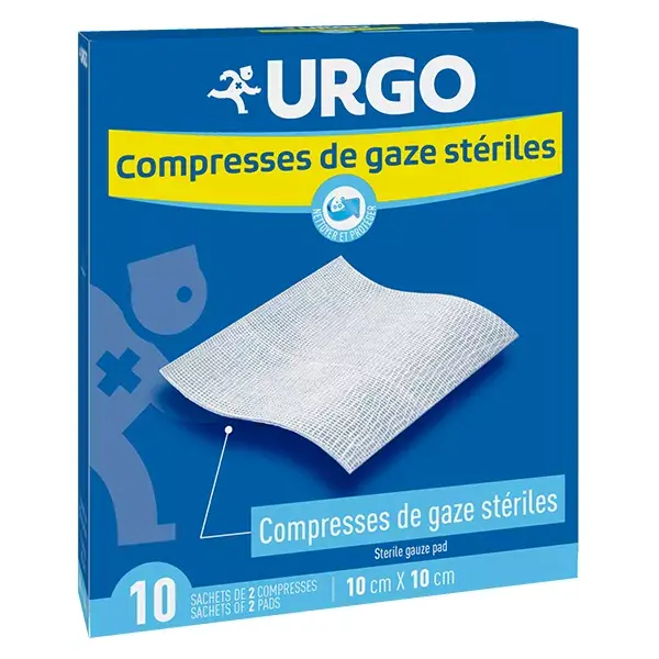 Compressas de gaze estéril Urgo Nursing Care 10 x 10 cm, 20 unidades