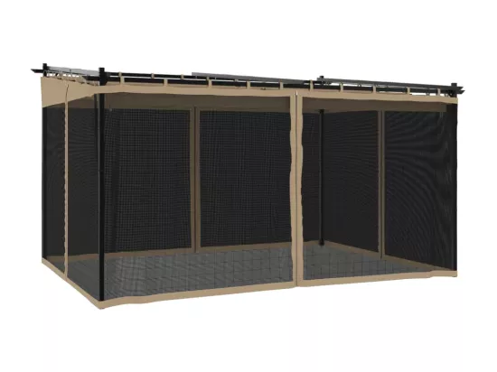 Tonnelle avec parois en filet taupe 4x3 m acier