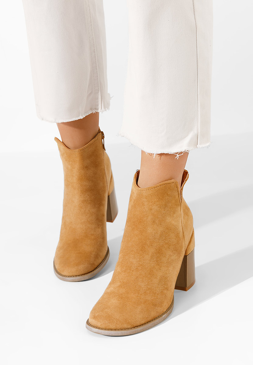 Bottines à gros talon bruns Paletia