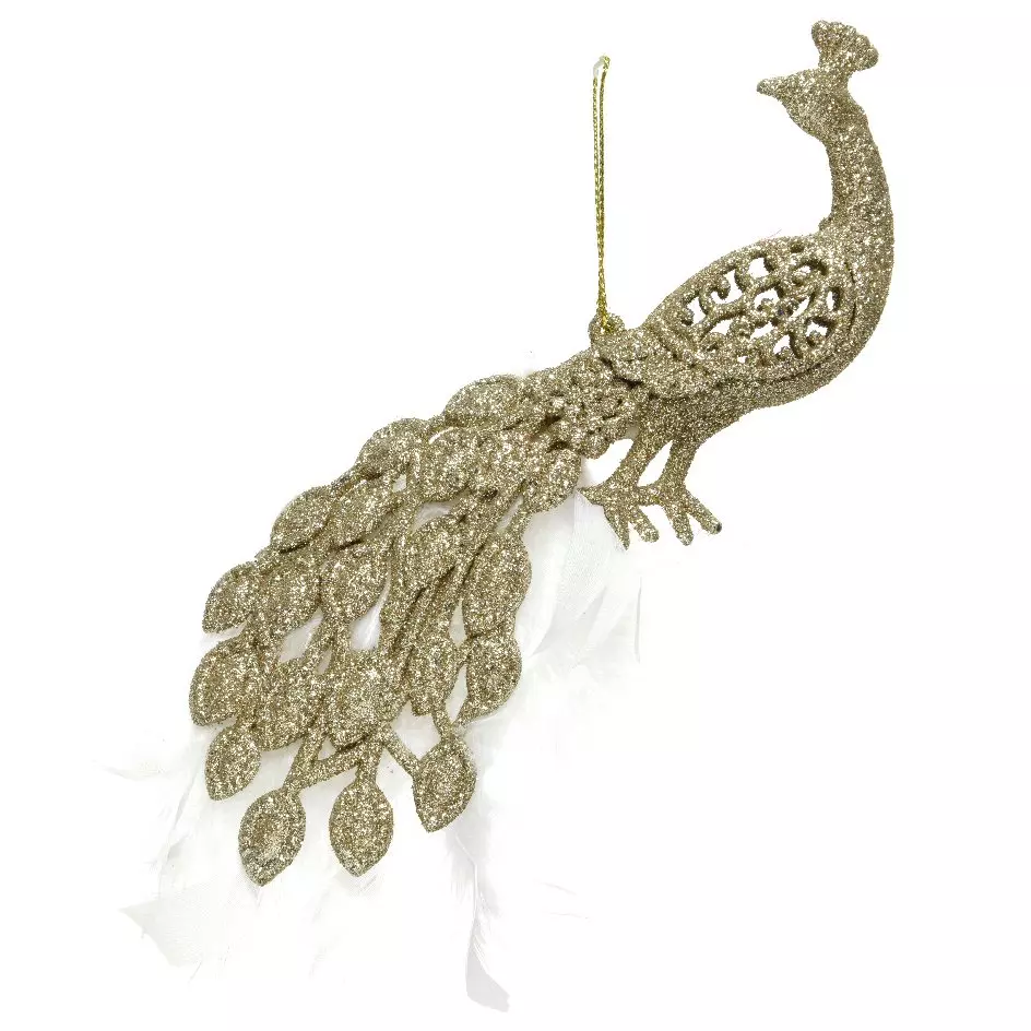 Suspension (H7 cm) Paon de Noël Or