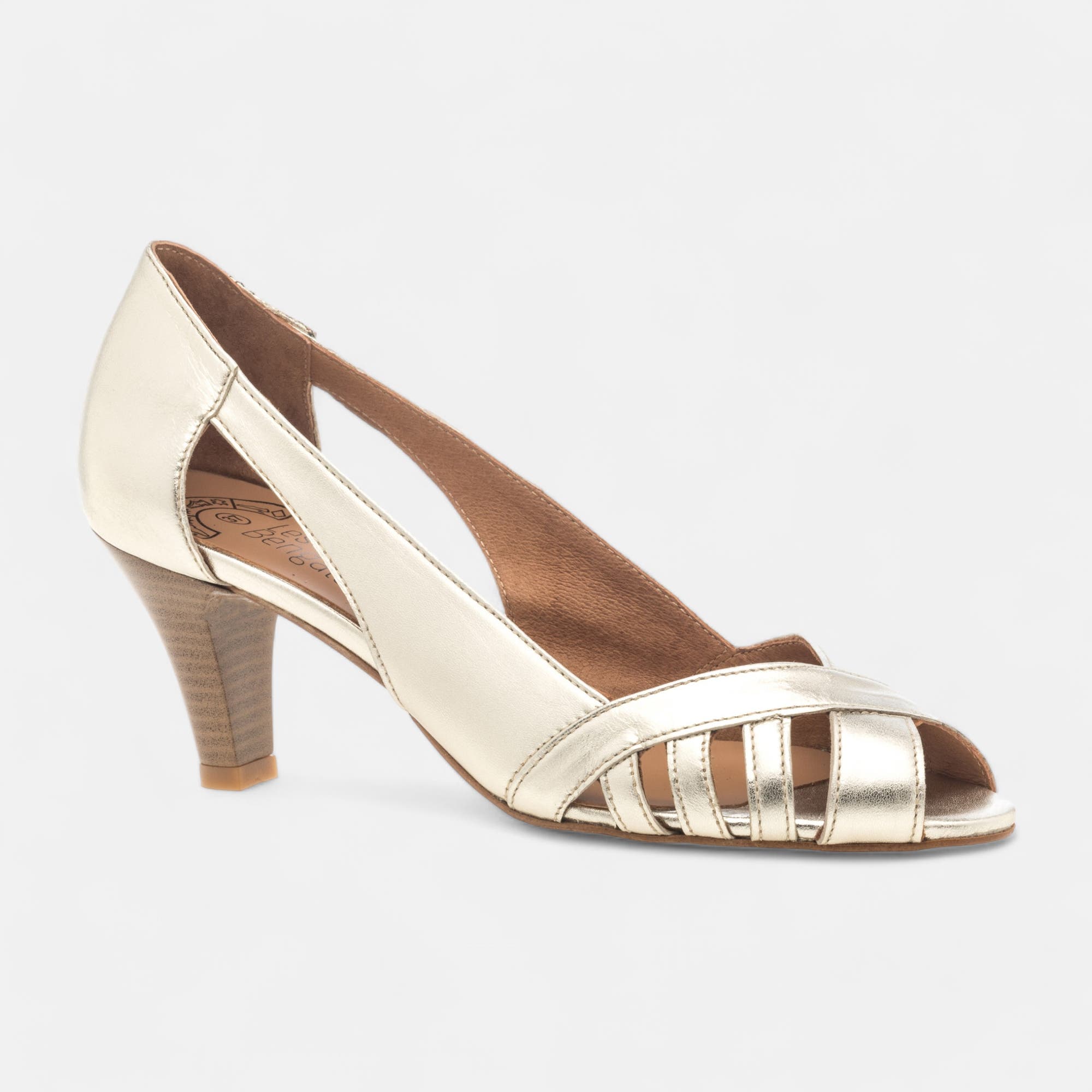 Nu-pieds à talon Femme en cuir or