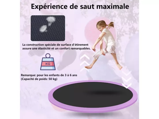 Trampoline de jardin ronde en acier galvanisé 147cm - avec filet de sécurité, balles de panier - charge max 50kg