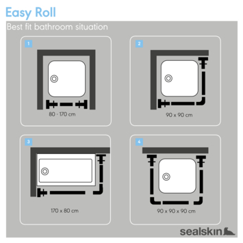 Douchestang Easy Roll 90x90x90cm wit