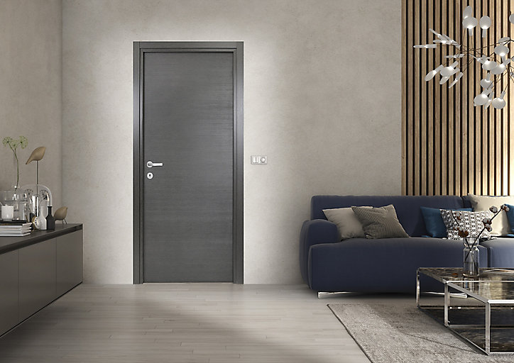 Bloc-porte Summa gris H.204 x l.73 cm, poussant gauche