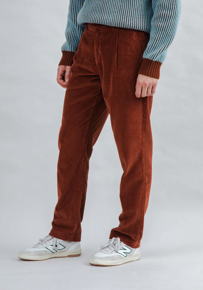 Brava Fabrics Chino Cordhose Corduroy Pleated Pants Copper