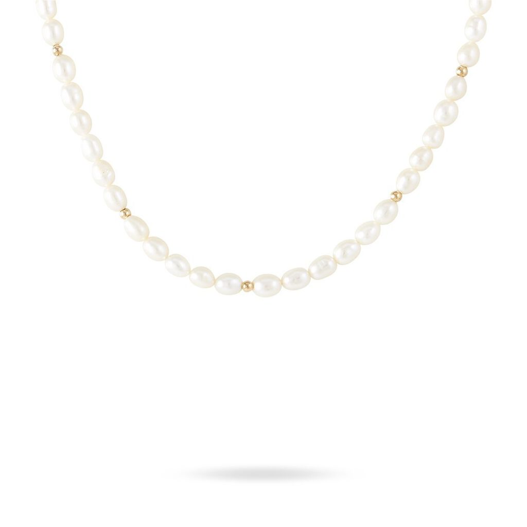 Collier Billes Or Jaune Perle De Culture