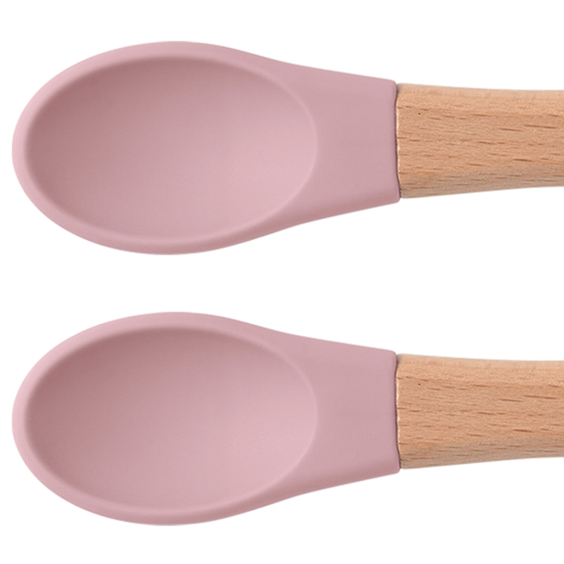 Topomini 2 Silikon-Löffel mit Holzgriff rosa