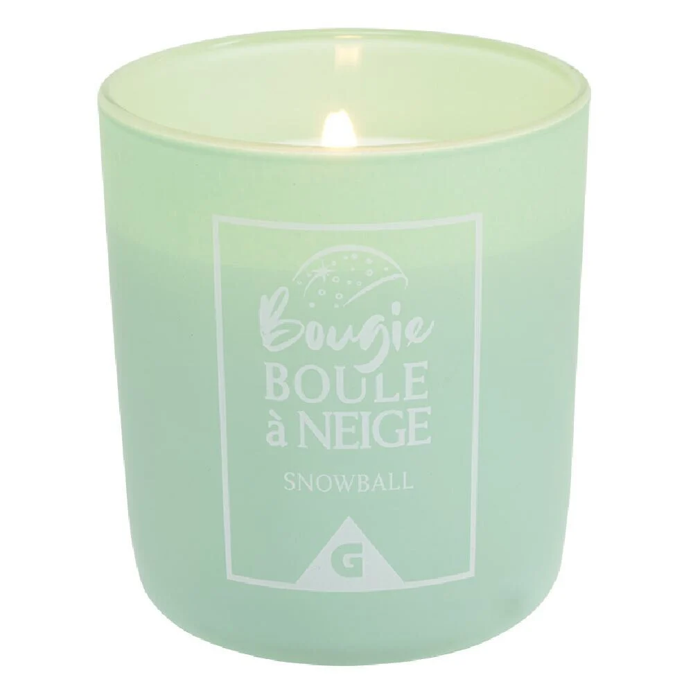 Bougie parfumée Fruits verts et noirs couvercle boule à neige personnalisable vert